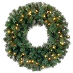 24" Pre-Lit Deluxe Windsor Pine Artificial Christmas Wreath - Clear Lights