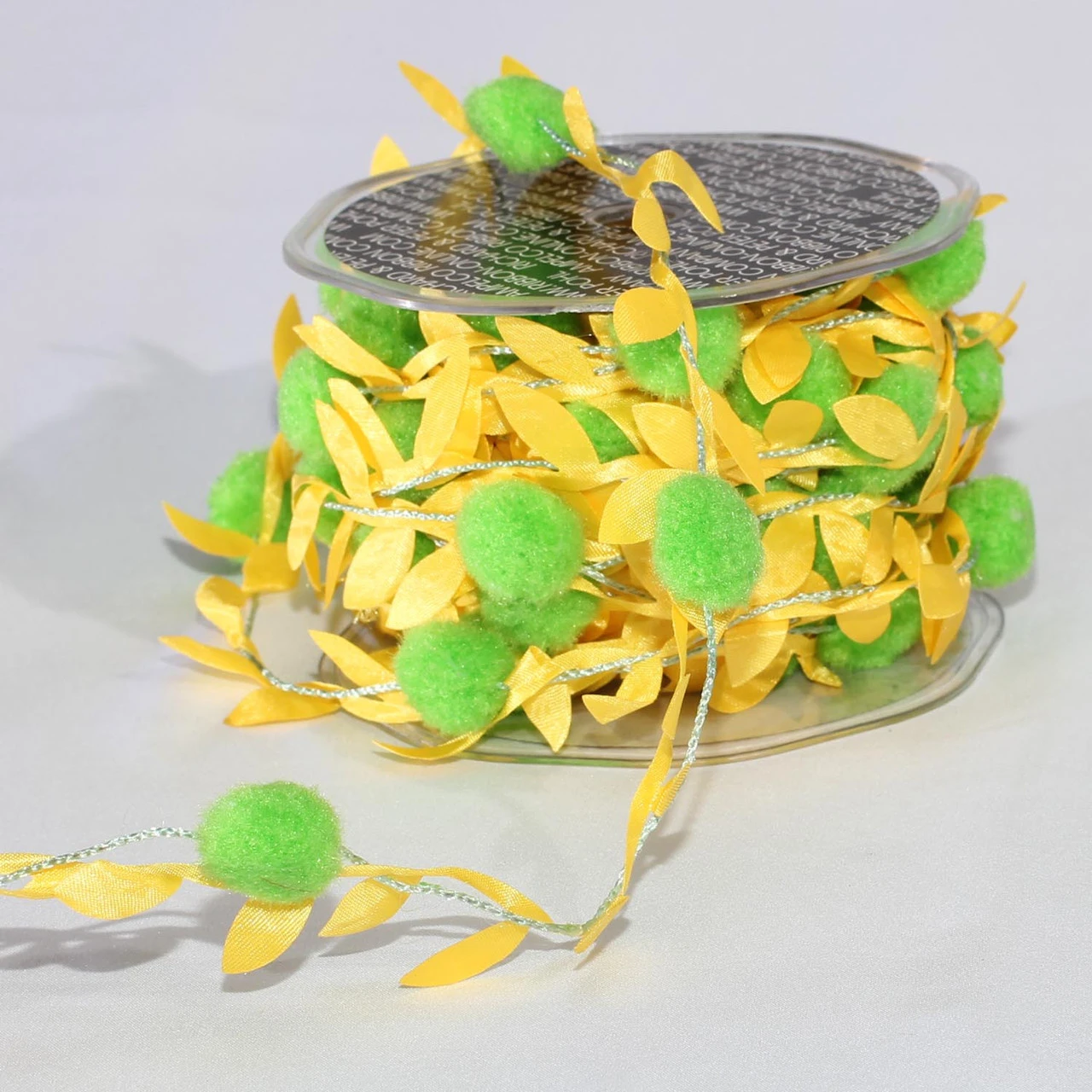 Yellow Leaves With Green Pom Poms Party Garland 0.75" X 22 Yards 4 Yellow Leaves With Green Pom Poms Party Garland 0.75" X 22 Yards - Image 2