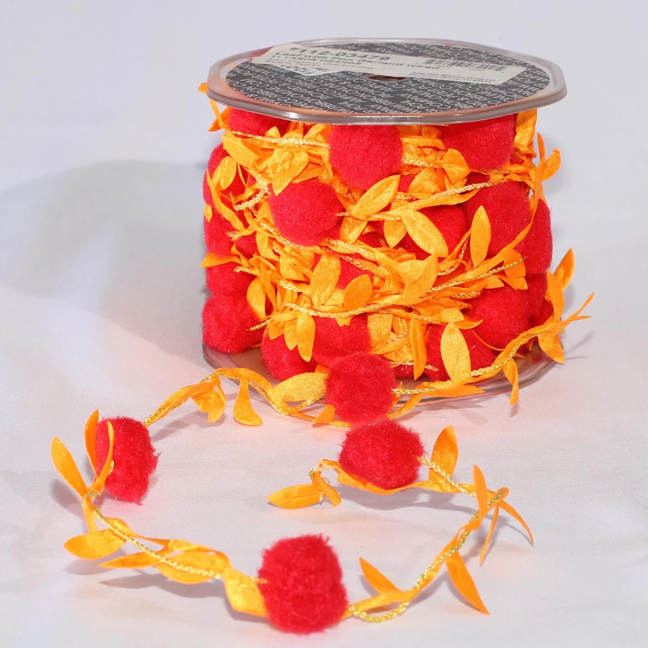 Orange Leaves With Pom Pom Party Garland 0.75" X 22 Yards 4 Orange Leaves With Pom Pom Party Garland 0.75" X 22 Yards - Image 2