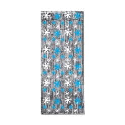 Pack Of 6 Christmas Snowflake Gleam 'N Silver Fringed Curtain 8'