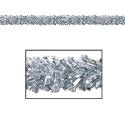 Pack Of 12 Shiny Metallic Silver Foil Tinsel 6-Ply Christmas Garlands 15' - Unlit