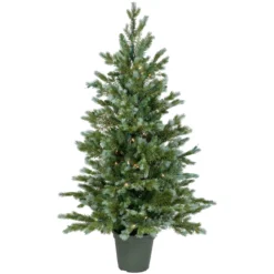 4' Potted Blue Spruce Artificial Christmas Tree, Clear Lights