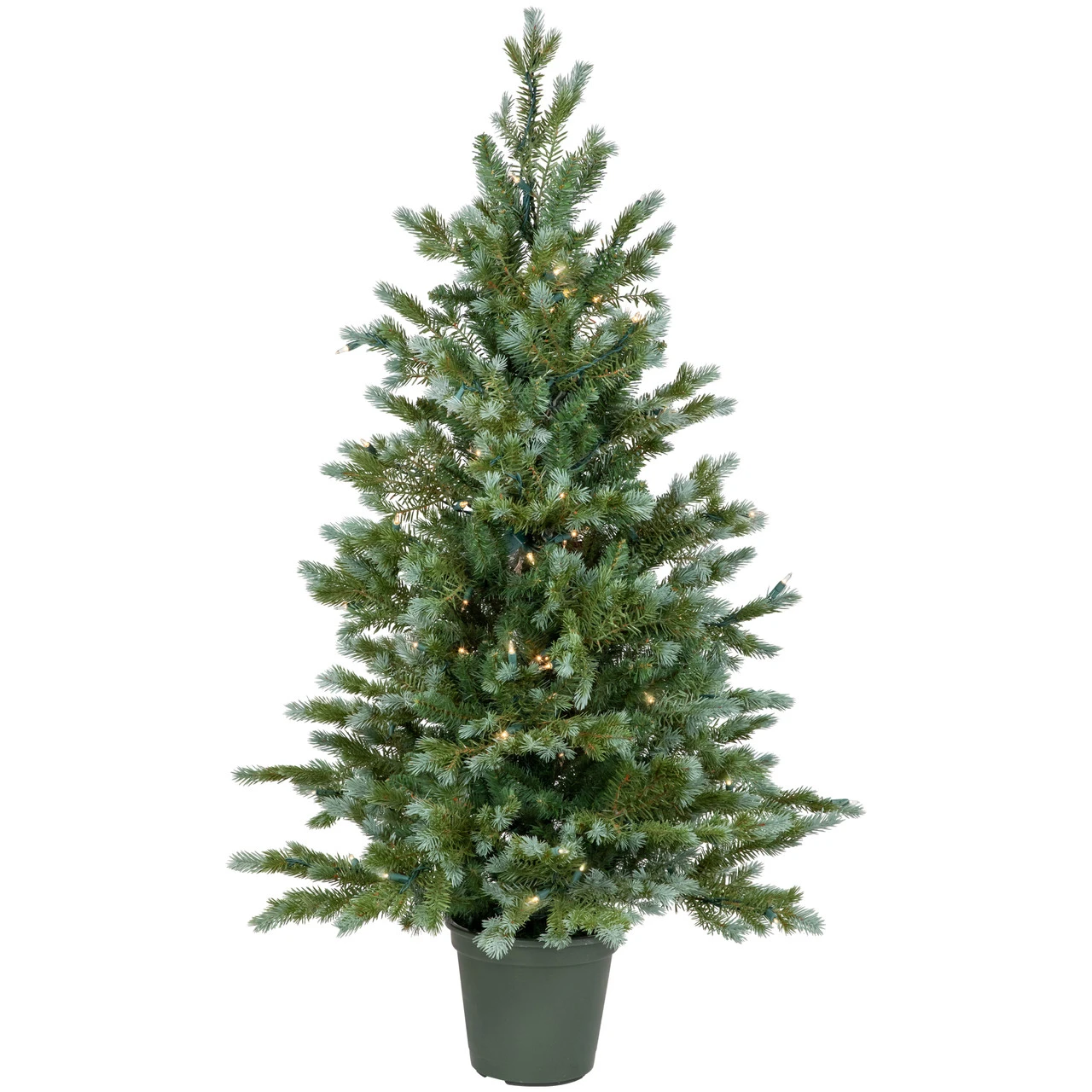 4' Potted Blue Spruce Artificial Christmas Tree, Clear Lights 3 4' Potted Blue Spruce Artificial Christmas Tree, Clear Lights