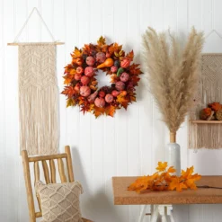 Autumn Harvest Maple Berries And Pinecones Wreath, Orange - 28-Inch 10 Autumn Harvest Maple Berries And Pinecones Wreath, Orange - 28-Inch -Noel Twinkle Shop 4648 4 58440.1681814335