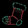 18" Red And Green Lighted Stocking Silhouette Window Christmas Decoration