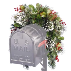 3' Pine Cones, Berries And Snow Artificial Christmas Mailbox Swag - Unlit