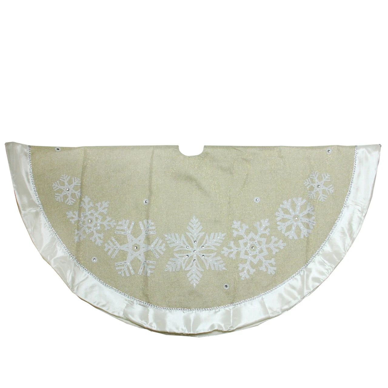 48" Gold And Silver Bordered Snowflake Christmas Tree Skirt 3 48" Gold And Silver Bordered Snowflake Christmas Tree Skirt