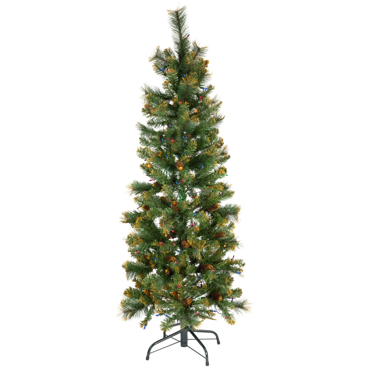 4.5' Pre-Lit Yorkville Pine Pencil Artificial Christmas Tree - Multicolored Lights 4 4.5' Pre-Lit Yorkville Pine Pencil Artificial Christmas Tree - Multicolored Lights - Image 2