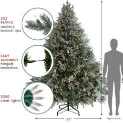 9' Pre-Lit Green Flocked Jasper Balsam Fir Artificial Christmas Tree - Clear Lights 15 9' Pre-Lit Green Flocked Jasper Balsam Fir Artificial Christmas Tree - Clear Lights -Noel Twinkle Shop 927201 98819.1683050413