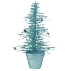 11" Potted Glittered Spike Tabletop Artificial Christmas Tree – Unlit