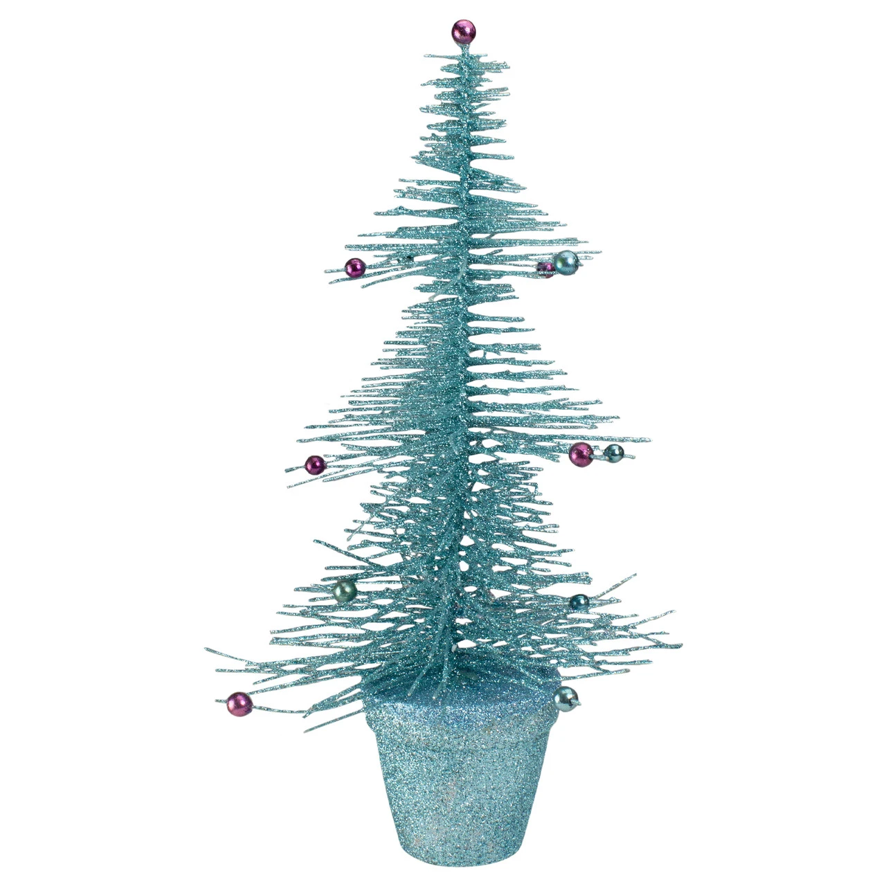 16" Whimsical Turquoise Glittered Spike Table Tree - Unlit 3 16" Whimsical Turquoise Glittered Spike Table Tree - Unlit