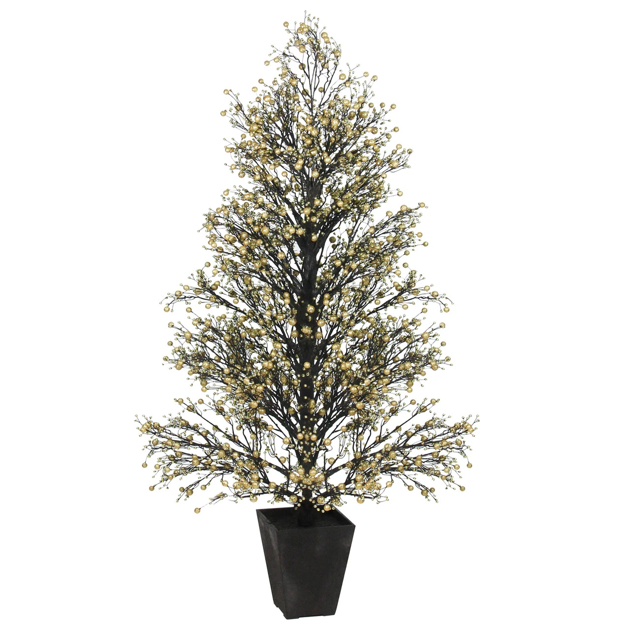 4.25' Gold And Black Glittered Berry Artificial Christmas Topiary Tree - Unlit 3 4.25' Gold And Black Glittered Berry Artificial Christmas Topiary Tree - Unlit