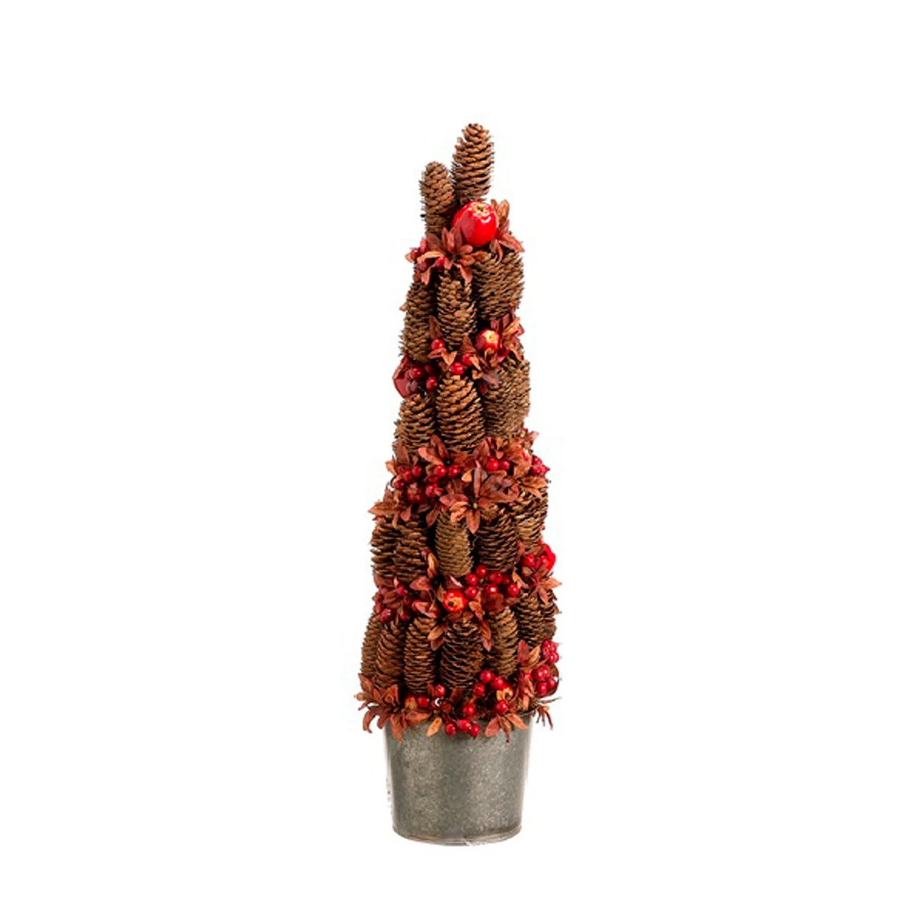 2' Red Potted Pine Cone Crab Apple Pencil Artificial Christmas Tree - Unlit 3 2' Red Potted Pine Cone Crab Apple Pencil Artificial Christmas Tree - Unlit