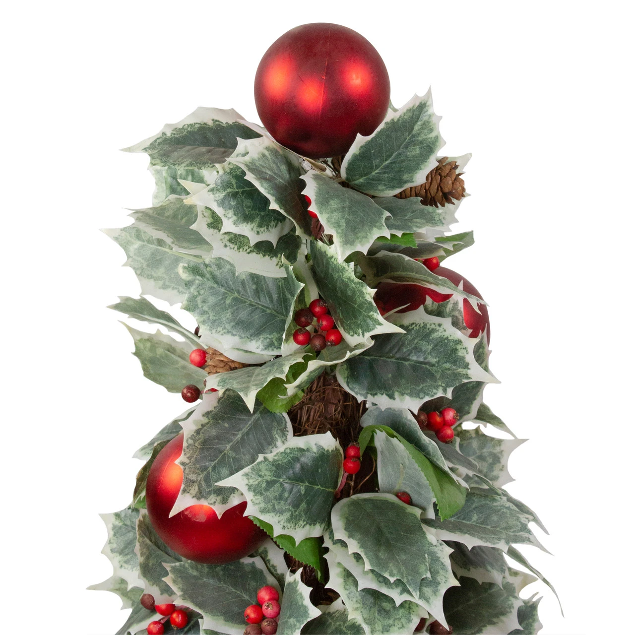 2.75' Potted Pine Cone And Berry Holly Pencil Artificial Christmas Tree - Unlit 4 2.75' Potted Pine Cone And Berry Holly Pencil Artificial Christmas Tree - Unlit - Image 2