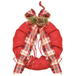 Red Plaid Bow And Pine Accents Artificial Christmas Wreath - 13-Inch, Unlit