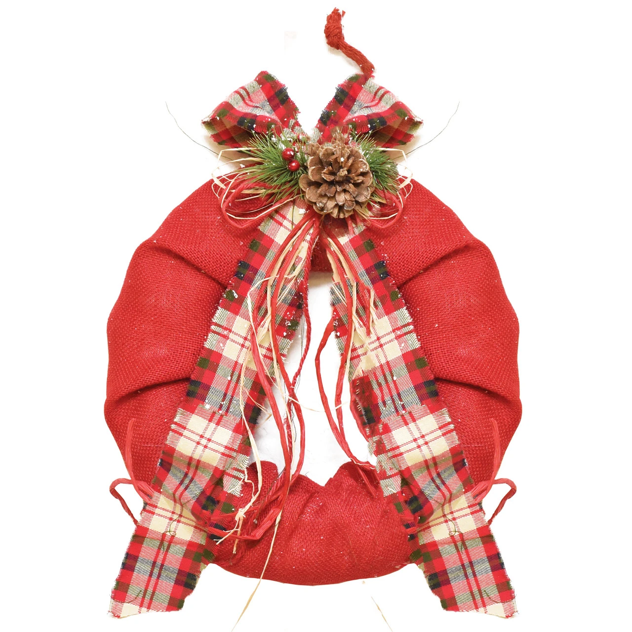 Red Plaid Bow And Pine Accents Artificial Christmas Wreath - 13-Inch, Unlit 3 Red Plaid Bow And Pine Accents Artificial Christmas Wreath - 13-Inch, Unlit