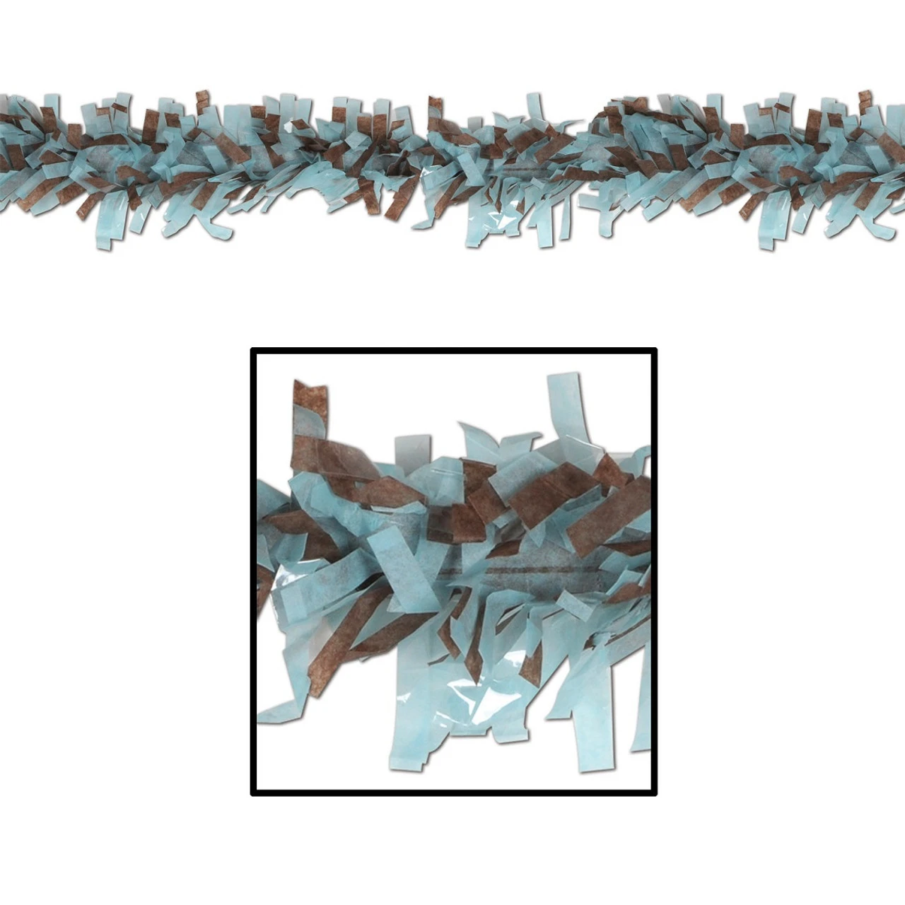 Club Pack Of 24 Light Blue And Brown Festive Tissue Festooning Decorations 25' 3 Club Pack Of 24 Light Blue And Brown Festive Tissue Festooning Decorations 25'