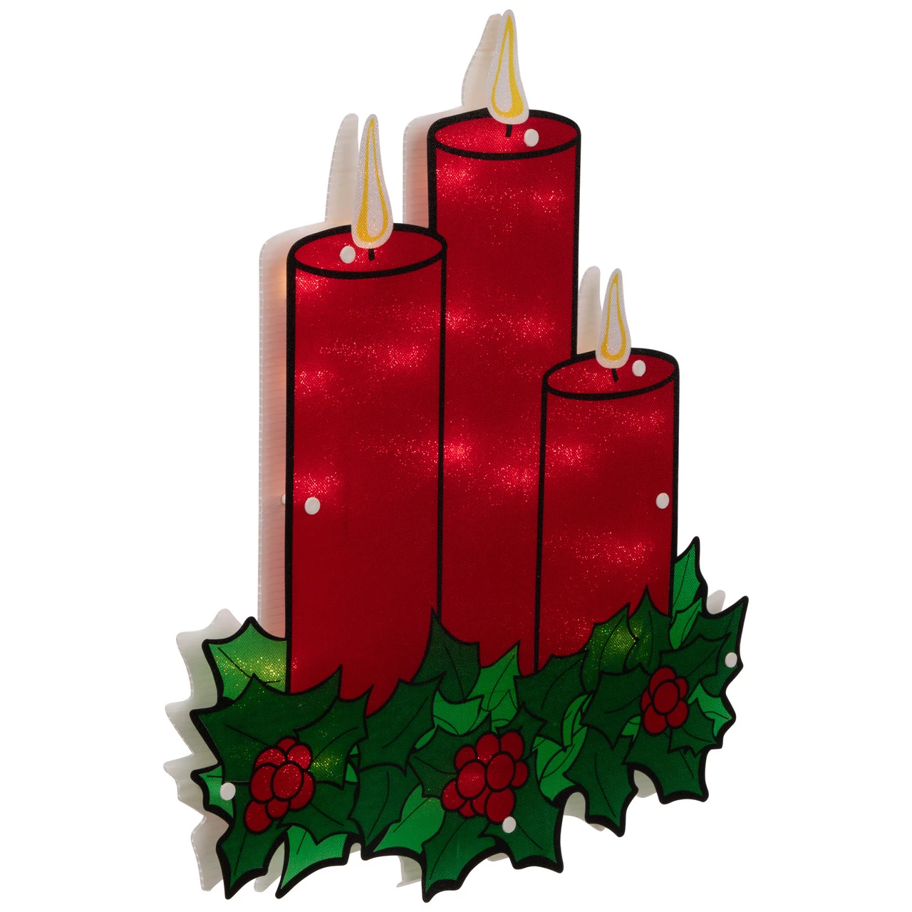 17.5" Lighted Red Three Candles Christmas Window Silhouette 5 17.5" Lighted Red Three Candles Christmas Window Silhouette - Image 3