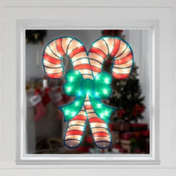 18.5" Lighted Double Candy Cane Christmas Window Silhouette -Noel Twinkle Shop brightstar masswhiteicicle plug 14341.1667569235