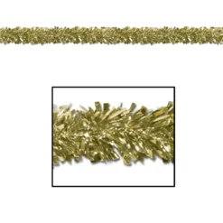 Set Of 12 Festive Metallic Gold Foil Tinsel 6-Ply Christmas Garlands 15' - Unlit