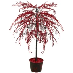 3.75' Red Crystallized Glitter Potted Artificial Christmas Tree - Unlit