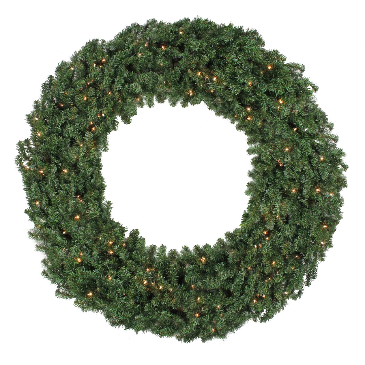 Pre-Lit Commercial Size Canadian Pine Christmas Wreath, 8ft, Clear Lights 3 Pre-Lit Commercial Size Canadian Pine Christmas Wreath, 8ft, Clear Lights
