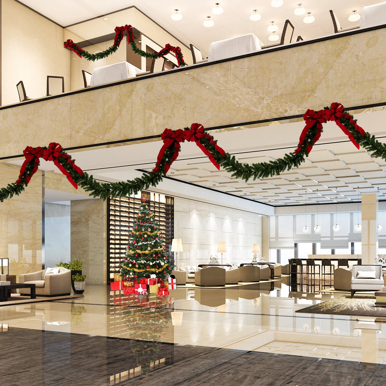 50' X 10" Pre-Lit Canadian Pine Commercial Artificial Christmas Garland, Clear Lights 4 50' X 10" Pre-Lit Canadian Pine Commercial Artificial Christmas Garland, Clear Lights - Image 2