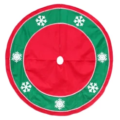 48" Red And Green Snowflakes Christmas Tree Skirt