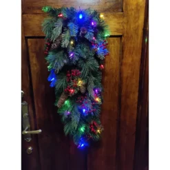 32" Pre-Lit Pine Artificial Christmas Teardrop Swag, Warm White And Multi LED Lights 11 32" Pre-Lit Pine Artificial Christmas Teardrop Swag, Warm White And Multi LED Lights -Noel Twinkle Shop dghh20cbtd32 3 58320.1682081409