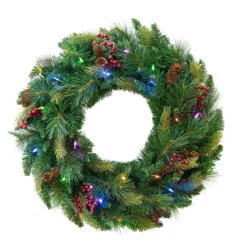 Pre-Lit Pine Artificial Christmas Wreath, 24-Inch, Warm White And Multi LED Lights 11 Pre-Lit Pine Artificial Christmas Wreath, 24-Inch, Warm White And Multi LED Lights -Noel Twinkle Shop dghh20cbw24 4 34745.1682081415
