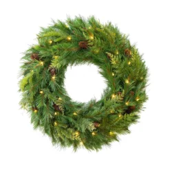 Pre-Lit Mountain Cypress Artificial Christmas Wreath, 30-Inch, LED Lights 12 Pre-Lit Mountain Cypress Artificial Christmas Wreath, 30-Inch, LED Lights -Noel Twinkle Shop dghh20mcw30 04 86809.1682962169