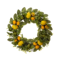 Greenery Lemon Artificial Christmas Wreath With Basket - 22-Inch, Unlit -Noel Twinkle Shop dglit 2005500002 3 03372.1667562332