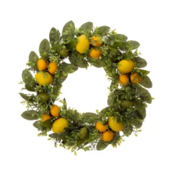 Greenery Lemon Artificial Christmas Wreath - 22-Inch, Unlit