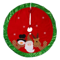 42" Red And Green Christmas Themed Round Tree Skirt