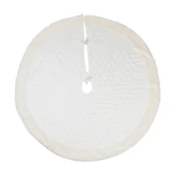 48" Cream White Diamond Quilted Round Holiday Tree Skirt