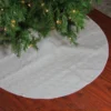 48" Cream Quilted Christmas Hexagon Tree Skirt With Velvety Trim