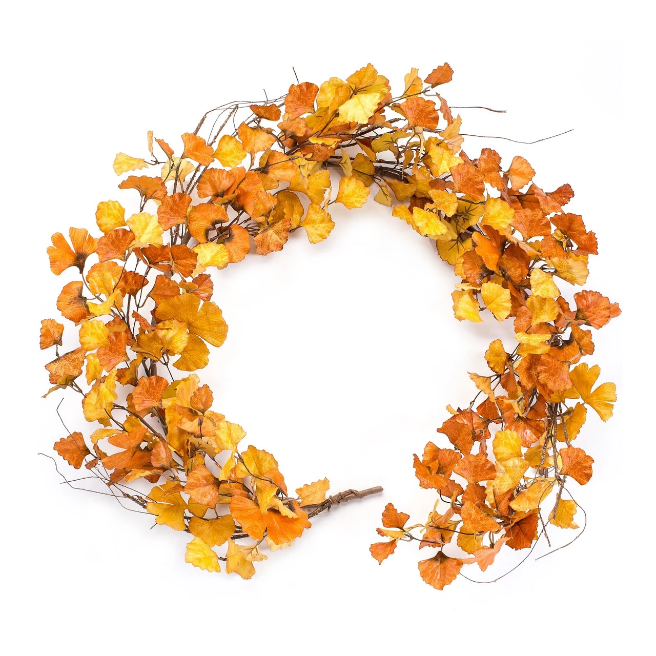 Set Of 2 Orange And Brown Ginkgo Leaf Fall Harvest Garlands 5' X 4.5" 3 Set Of 2 Orange And Brown Ginkgo Leaf Fall Harvest Garlands 5' X 4.5"