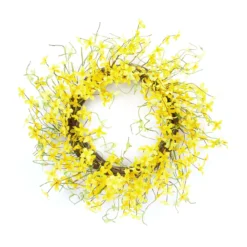 Yellow And Green Spring Forsythia Wreath, 21.75-Inch, Unlit