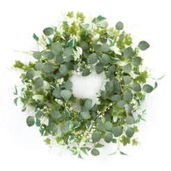 Green Mixed Foliage Spring Floral Wreath, 24-Inch