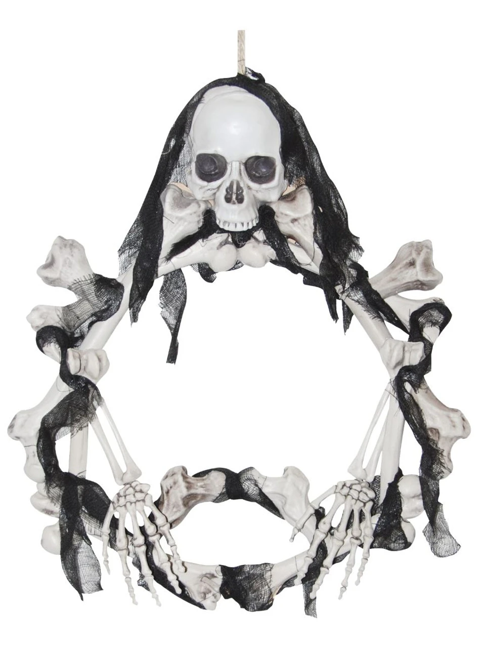 Pre-Lit White And Black Bone Halloween Wreath - 16.5-Inch 3 Pre-Lit White And Black Bone Halloween Wreath - 16.5-Inch