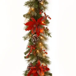 9' X 12" Pre-Lit B/O LED Tartan Plaid Artificial Christmas Garland β Warm White Lights