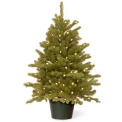 3' Pre-lit Potted Hampton Spruce Artificial Christmas Tree – Clear Lights