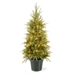 4' Pre-lit Potted Weeping Spruce Artificial Christmas Tree – Clear Lights