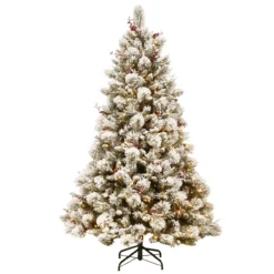 7.5’ Pre-Lit Snowy Bedford Pine Artificial Christmas Tree - Clear Lights