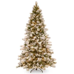 7.5' Pre-Lit Snowy Westwood Pine Flocked Artificial Christmas Tree - Clear Lights