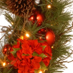 24" Pre-Lit B/O LED Hydrangea Artificial Christmas Wreath – Warm White Lights -Noel Twinkle Shop dnat dc13 158 24wb 1 3 30444.1667536533