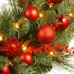 30" Pre-Lit B/O LED Red Mixed Artificial Christmas Wreath – Warm White Lights -Noel Twinkle Shop dnat dc13 159 30wb 3 61749.1667576142