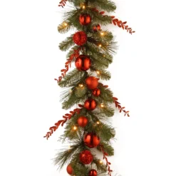 9' X 12" Pre-Lit B/O LED Red Mixed Artificial Christmas Garland β Warm White Lights