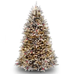 6.5' Dunhill Fir Artificial Christmas Tree With Red Berries – Clear Lights