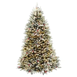 7.5' Dunhill Fir Artificial Christmas Tree With Red Berries - Clear Lights
